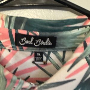 Bad Birdie Pink and Green Palm Shirt